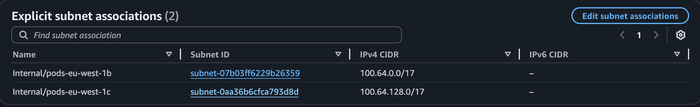 AWS Route Table with multiple CIDR blocks